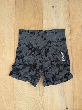 Gymshark Dark Gray & Black Camo High-Waist Shorts